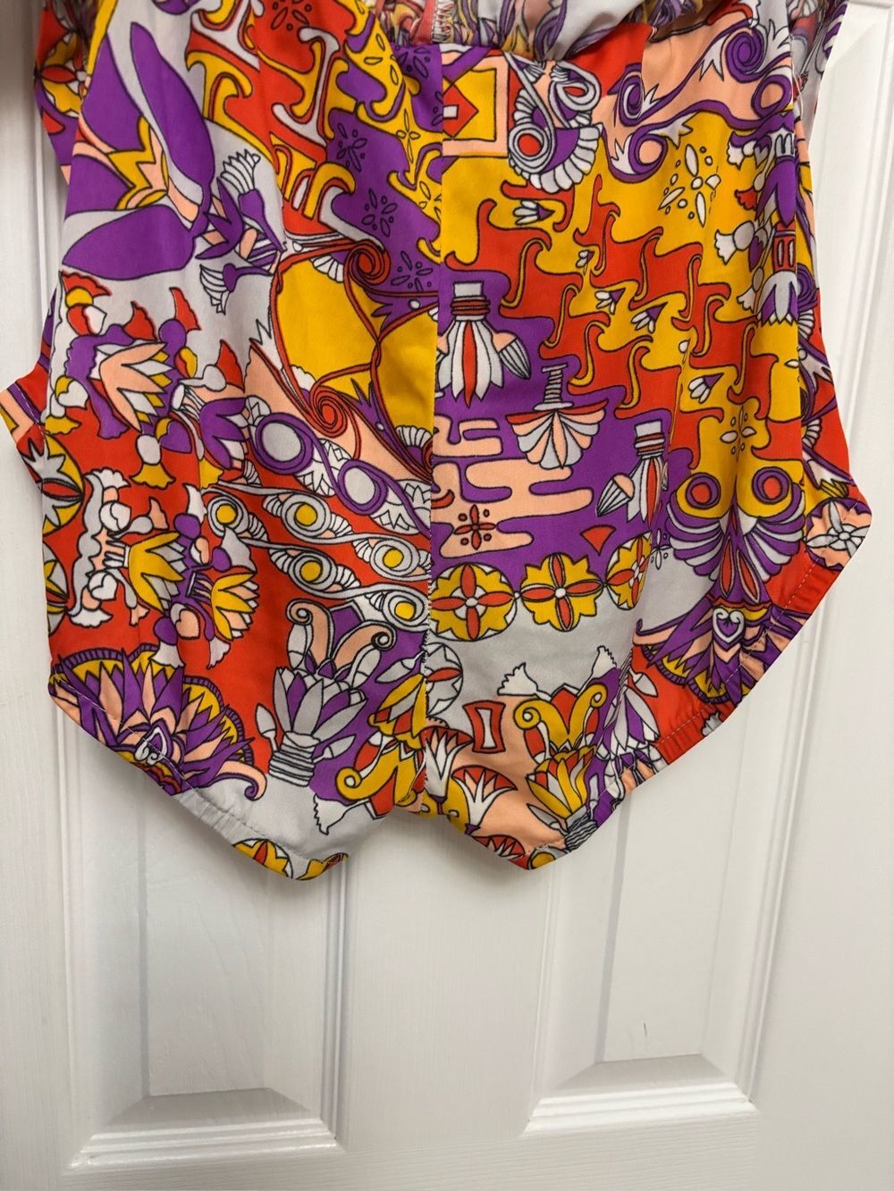 Vintage 60s Oleg Cassini Peter Pan Skirted Swimsuit Mod Psychedelic Pin Up M - Picture 9 of 10